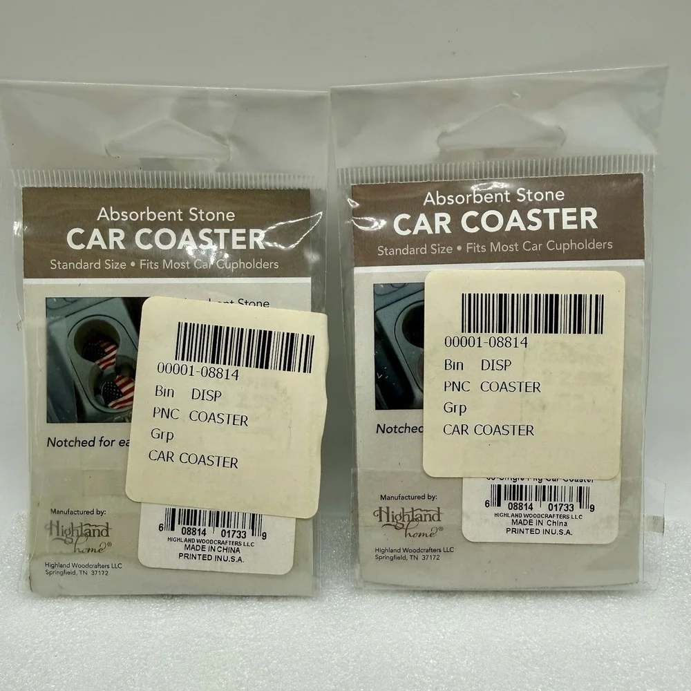 Highland‎ Home Absorbent Stone Car Coaster Hope Teal & Multicolors Lot Of 2